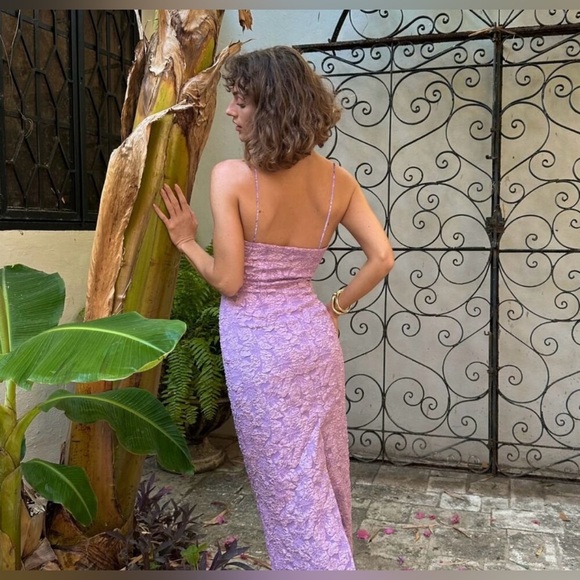 12th Tribe Ingrid Purple Floral Maxi Dress - Picture 2 of 6